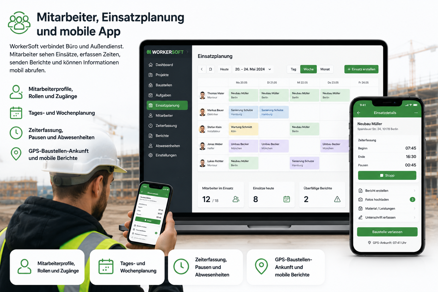 Mitarbeiter und Einsatzplanung in WorkerSoft